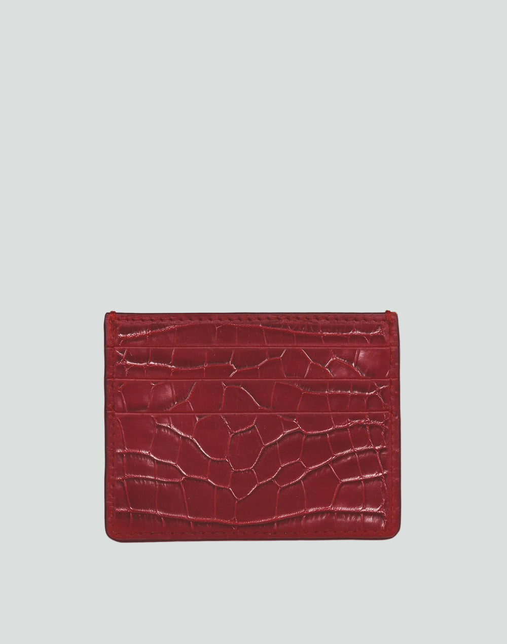 Hyer Goods_upcycled leather Card Wallet_Red Croc#color_red-croco