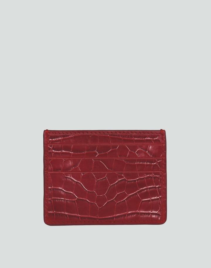 Hyer Goods_upcycled leather Card Wallet_Red Croc#color_red-croco