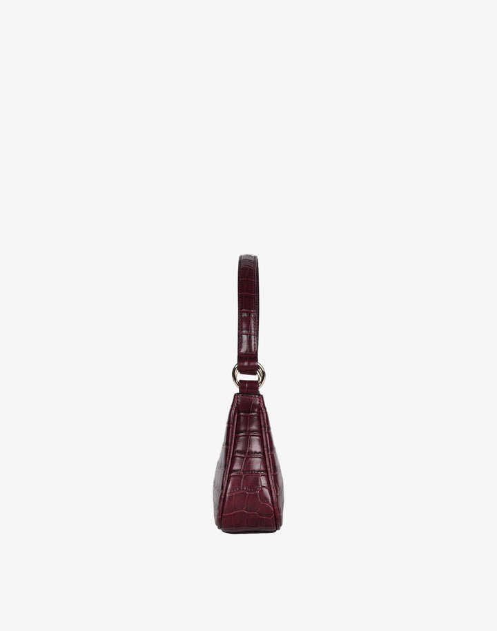 recycled genuine leather mini shoulder bag burgundy crocodile #color_burgundy-croco