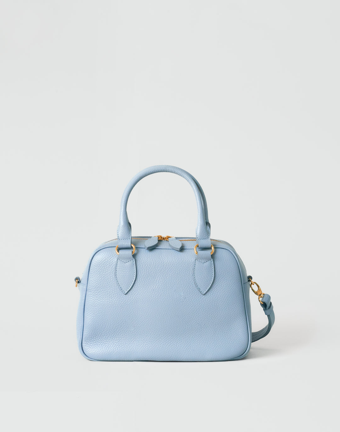 hyer goods la corsa pale blue leather bowling bag front view pale blue with gold hardware #color_pale-blue