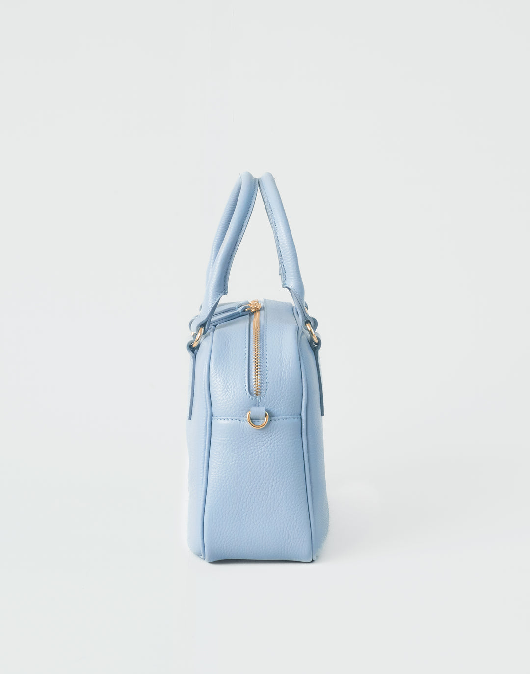 hyer goods la corsa pale blue leather bowling bag side view #color_pale-blue