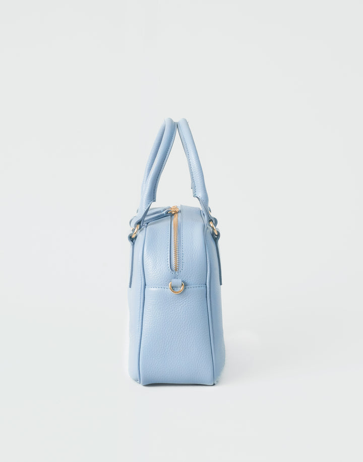 hyer goods la corsa pale blue leather bowling bag side view #color_pale-blue