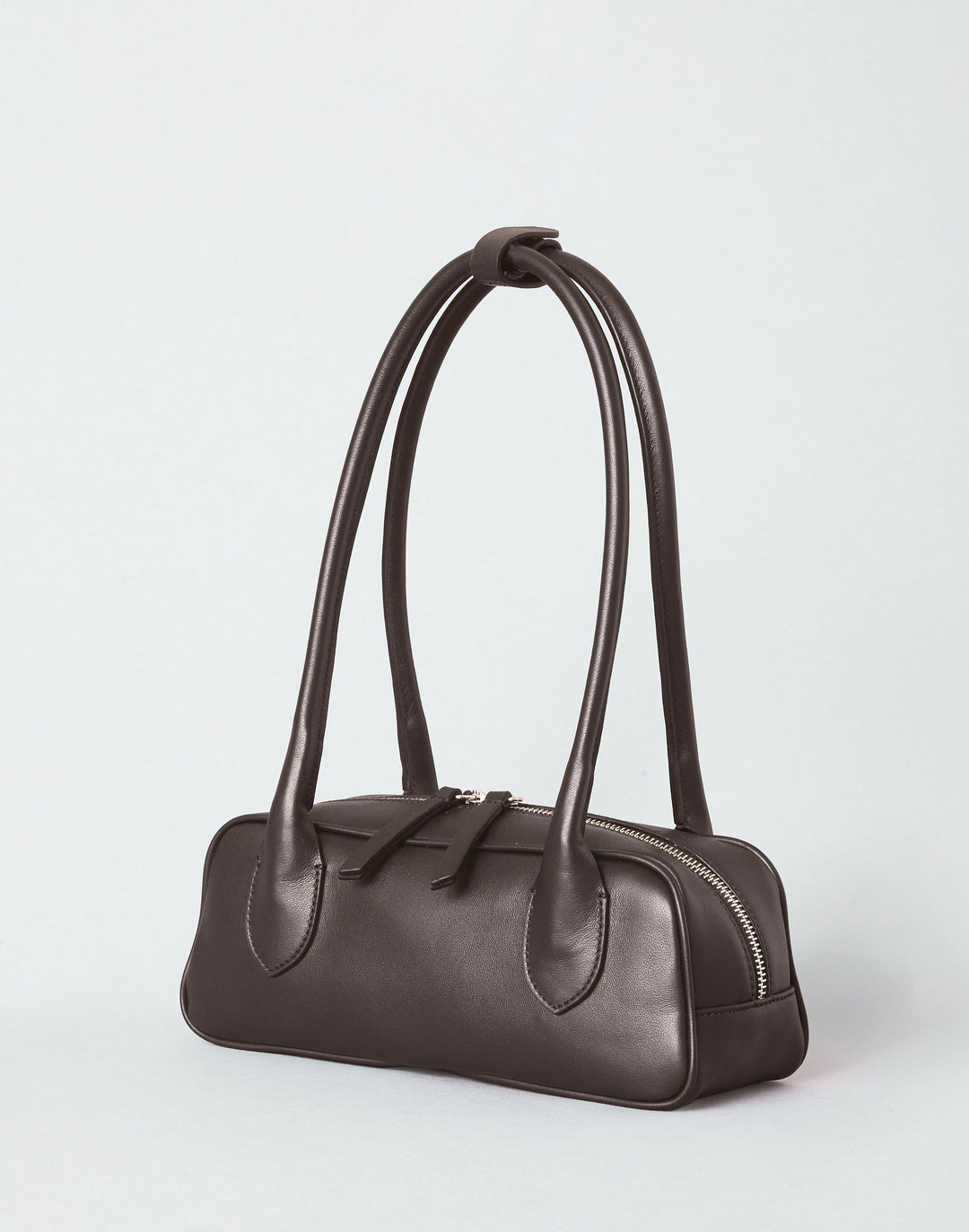 HYER GOODS Mini La Strada East West Baguette Shoulder Bag #color_chocolate-silver