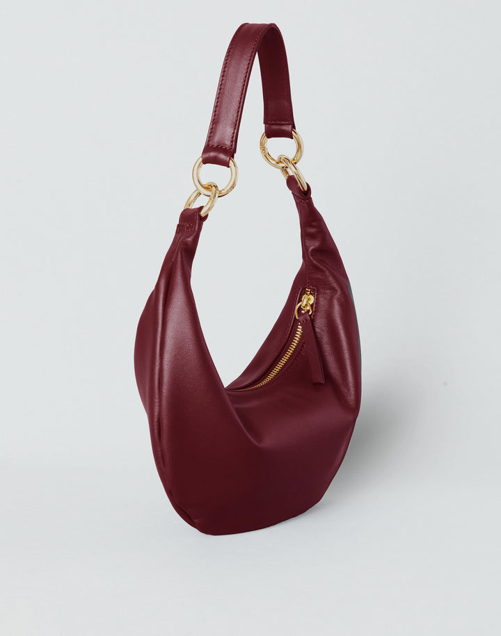 HYER GOODS Mini crescent micro ring bag dark red #color_dark-cherry-red