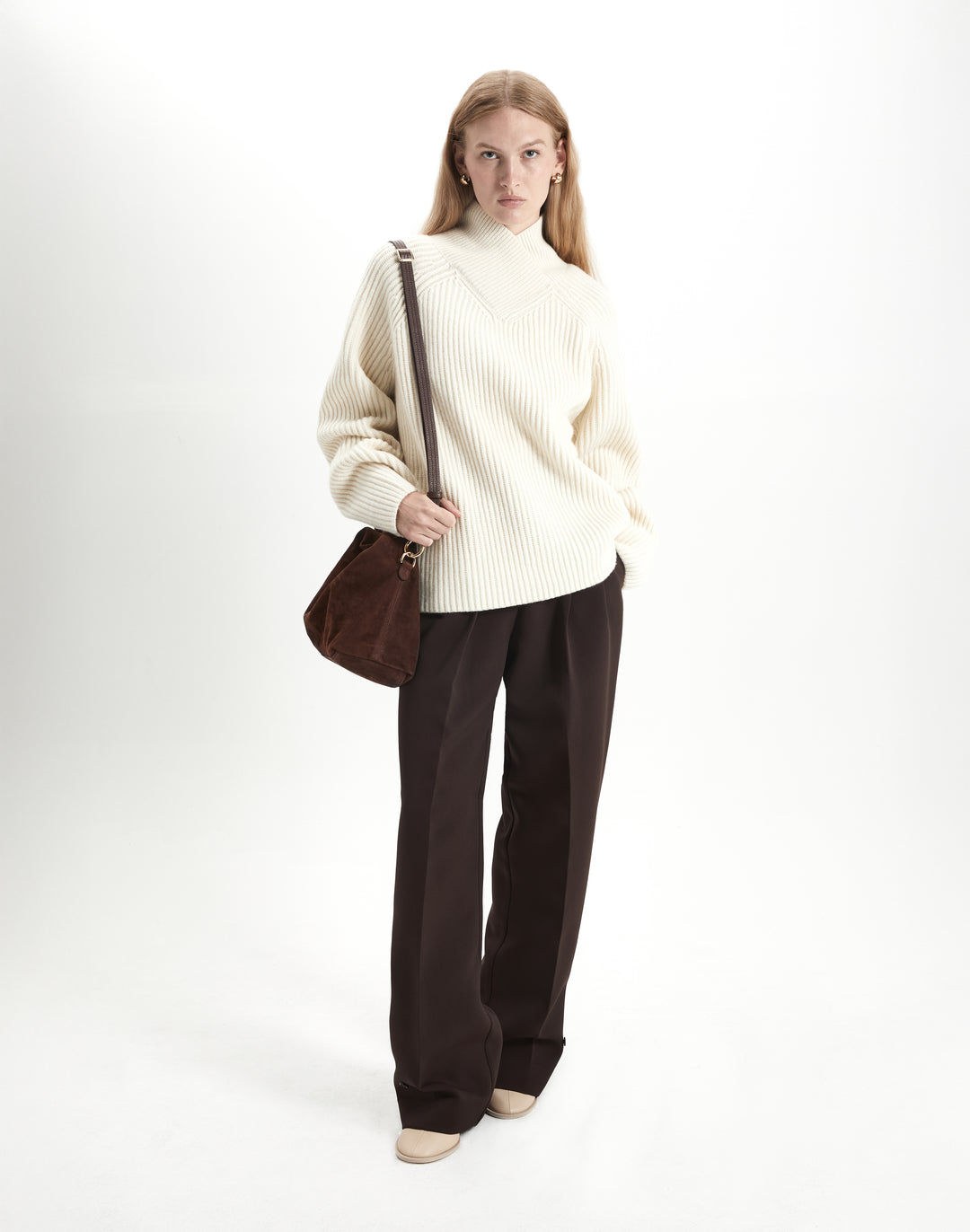 HYER GOODS Mini everyday brown suede shoulder bag #color_chocolate-suede