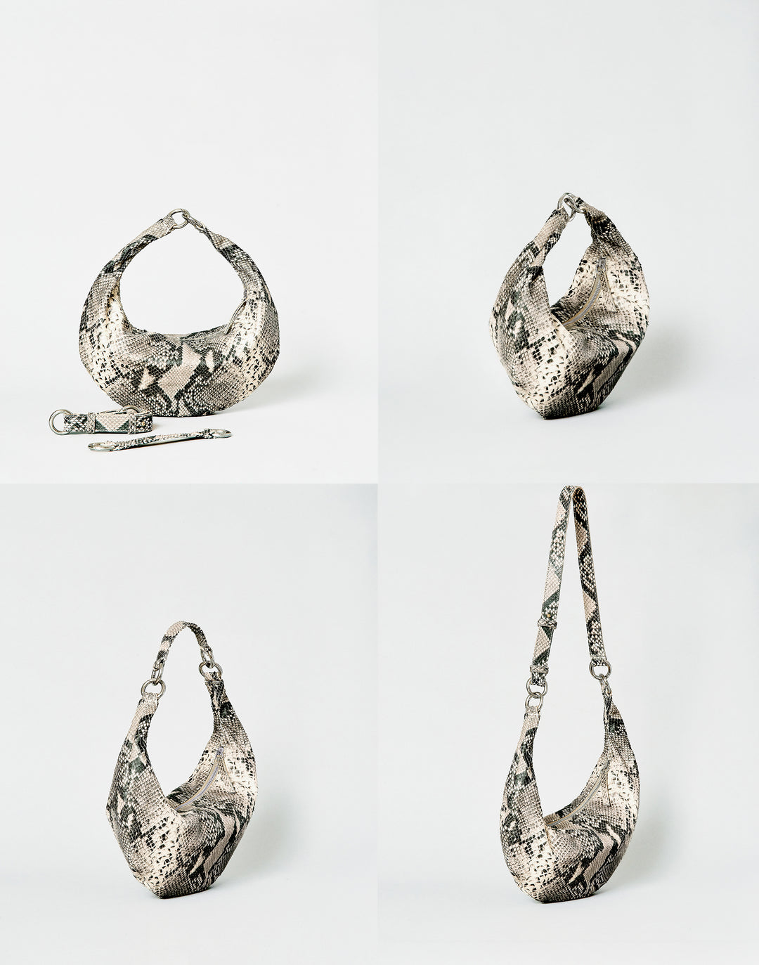 HYER GOODS convertible python crossbody hobo  crescent bag Piccola ring bag #color_python