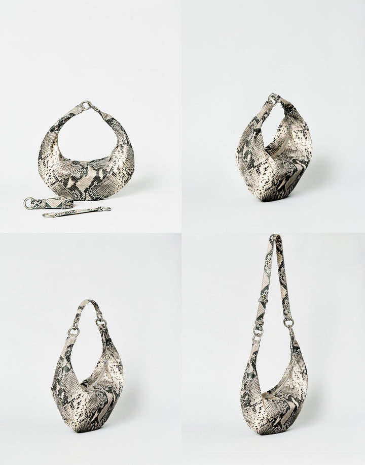 HYER GOODS convertible python crossbody hobo  crescent bag Piccola ring bag #color_python