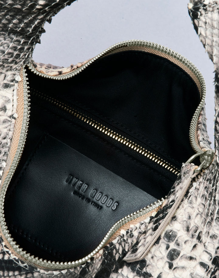 HYER GOODS convertible python crossbody hobo  crescent bag Piccola ring bag #color_python