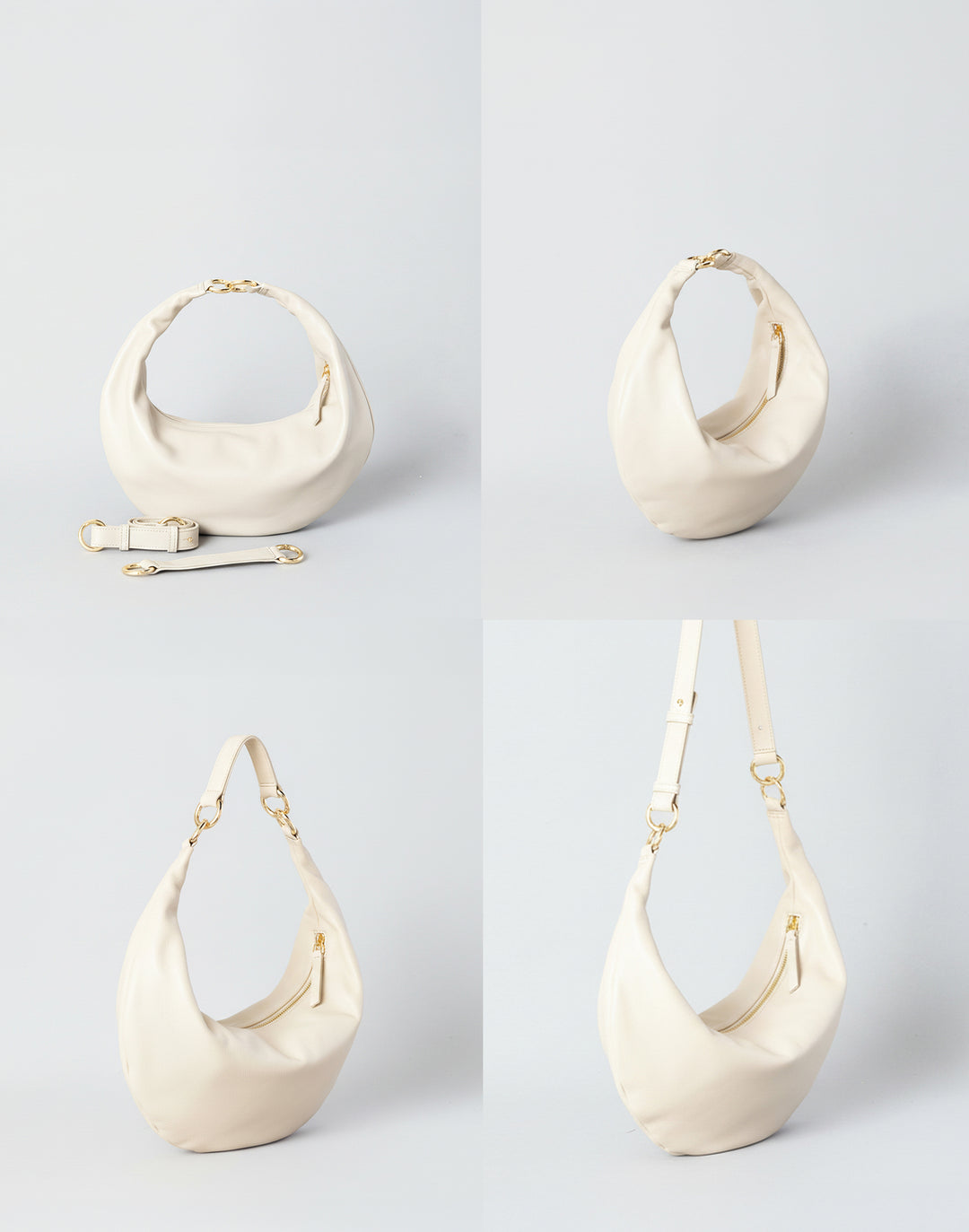 3 ways to weat the hyer goods ring bag convertible leather crescent bag#color_off-white