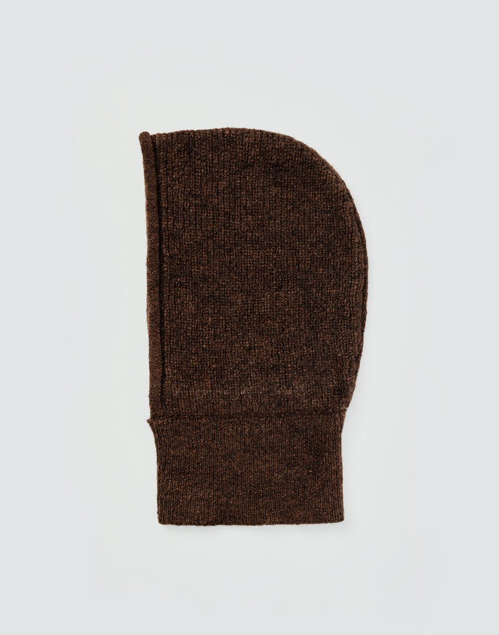 HYER GOODS alpaca wool balaclava hood #color_chocolate-brown