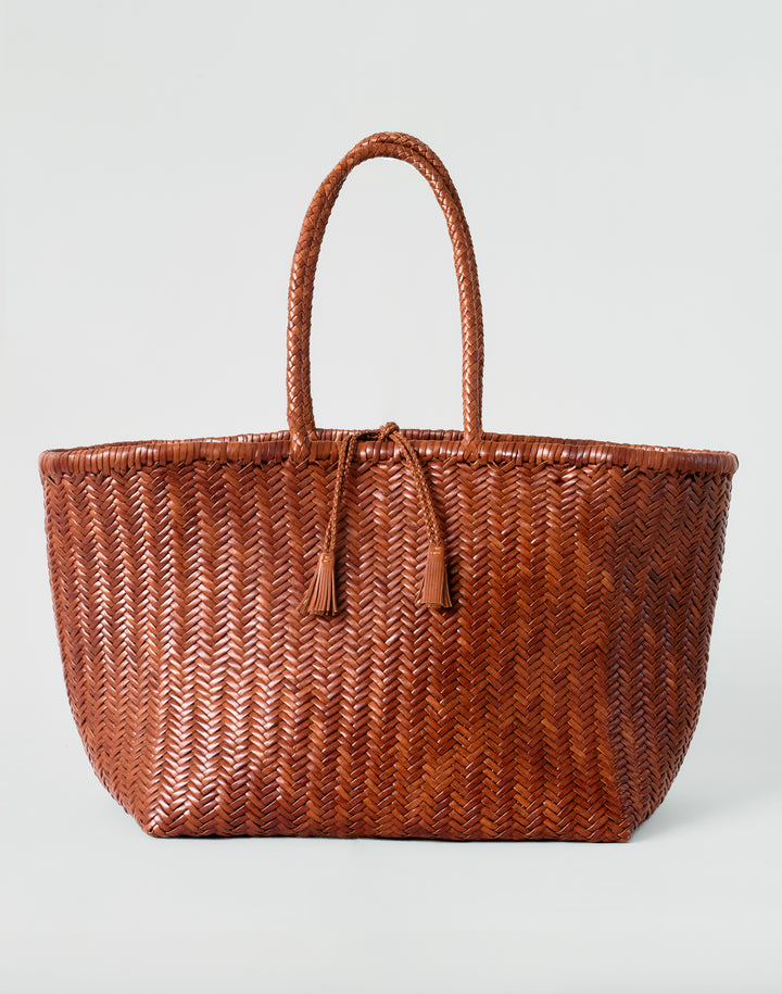 hyer goods tan woven leather oversized mercato summer tote bag #color_tan