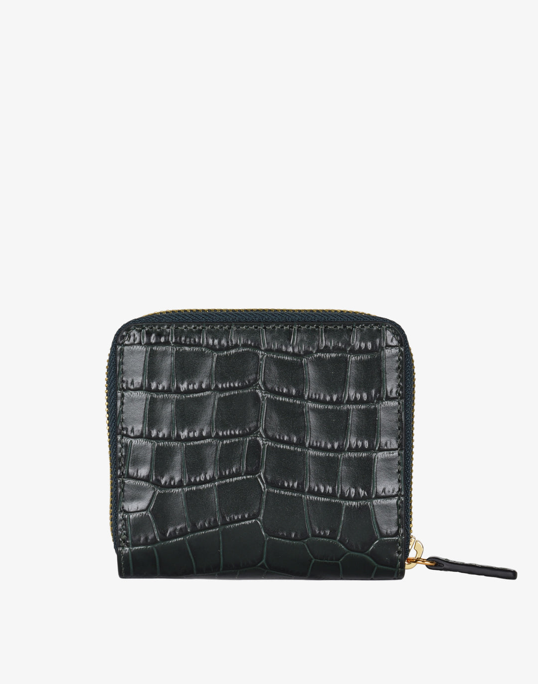 hyer goods recycled leather zip around wallet dark green emerald croco#color_emerald-croco