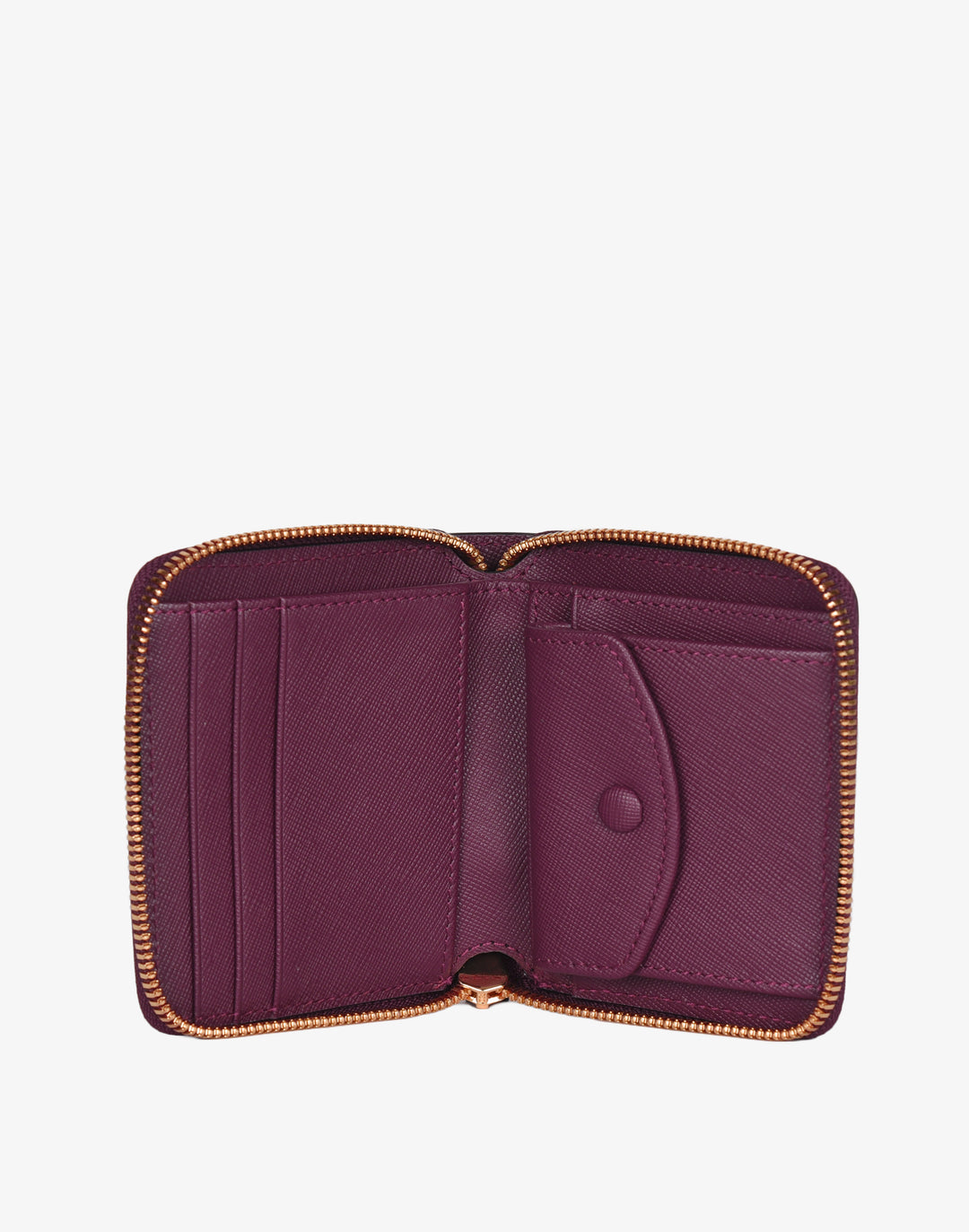 hyer goods recycled leather zip around wallet dark purple wine#color_wine-saffiano
