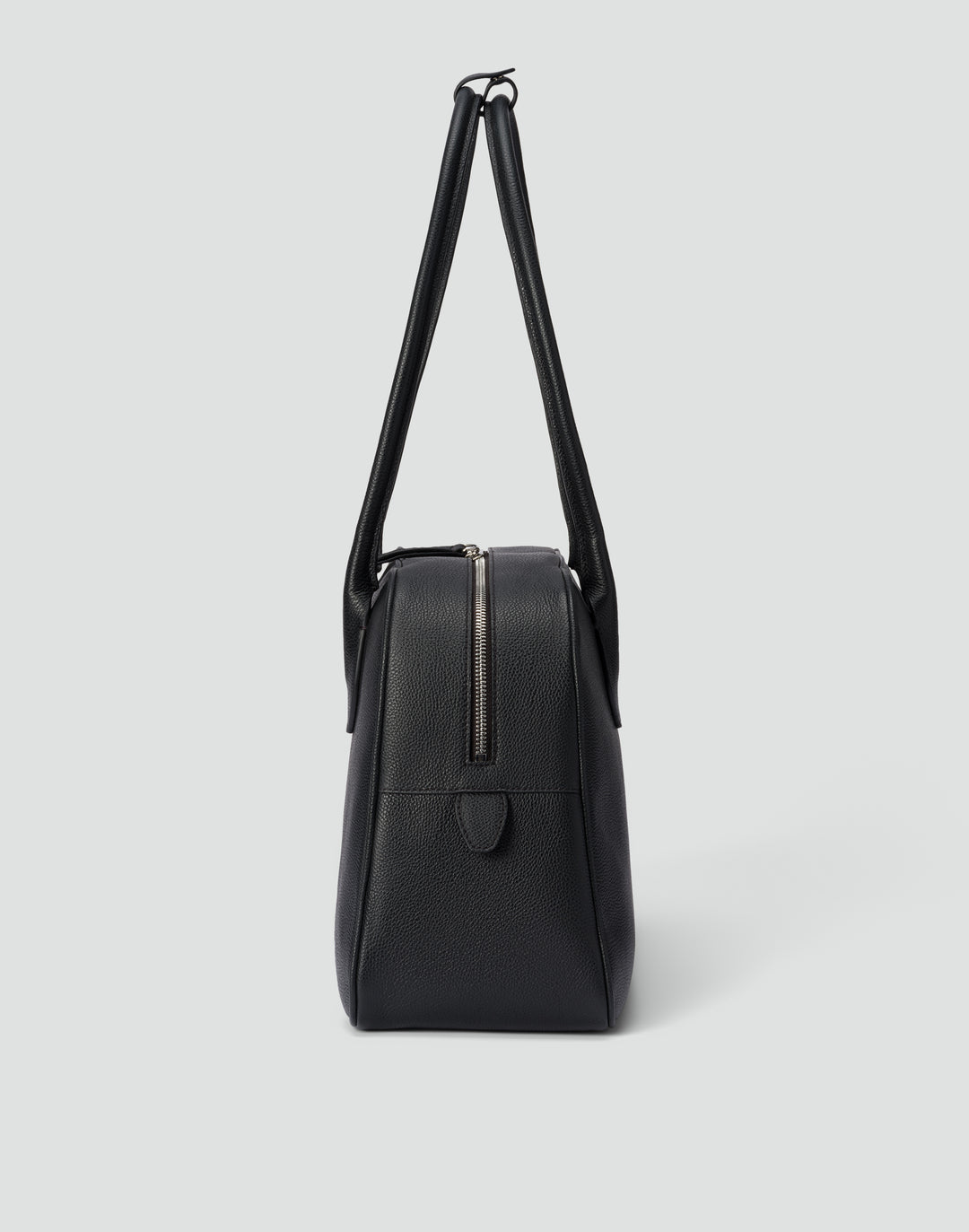 hyer goods autostrada leather zip top tote  bag#color_black-silver