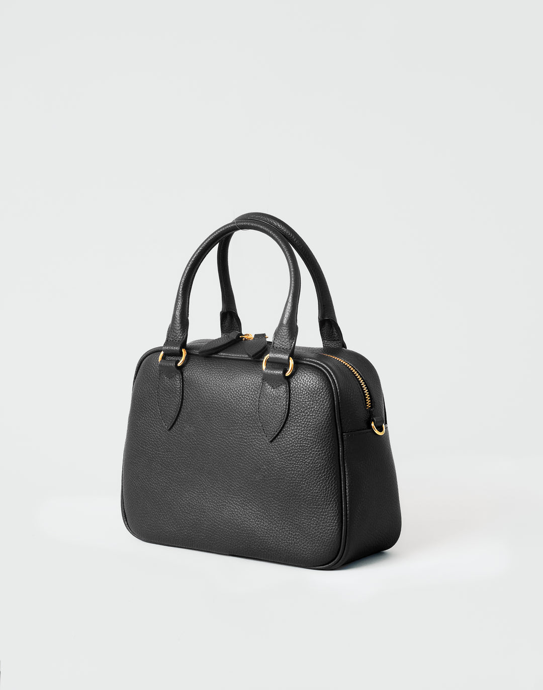 hyer goods la corsa black leather bowling bag 3/4 view #color_black