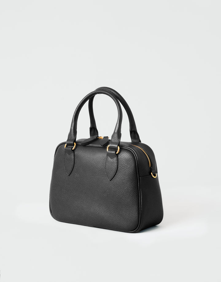hyer goods la corsa black leather bowling bag 3/4 view #color_black
