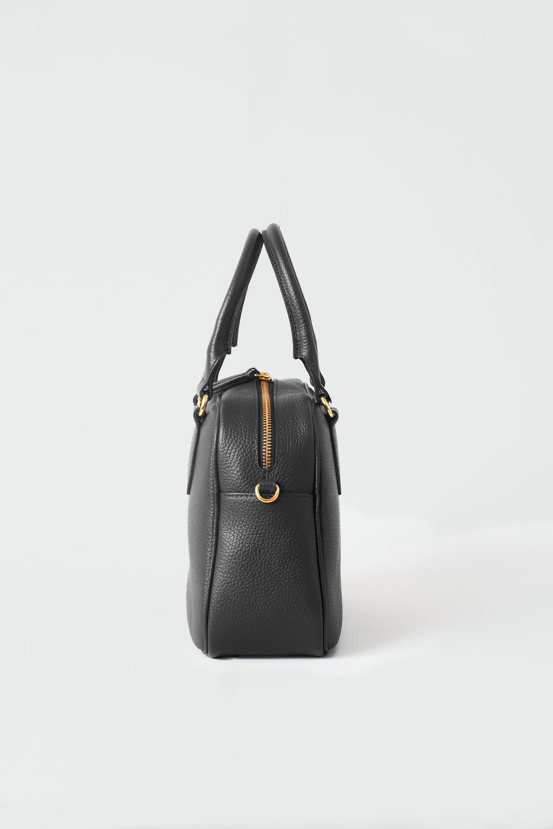 hyer goods la corsa black leather bowling bag side view #color_black