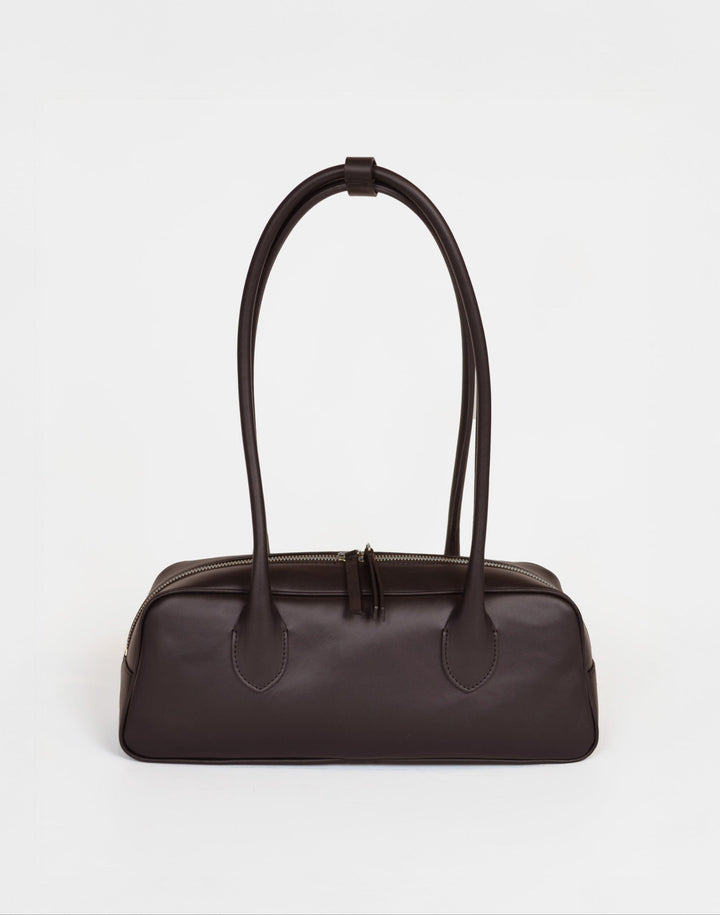 HYER GOODS La Strada East West Bag in chocolate brown #color_chocolate