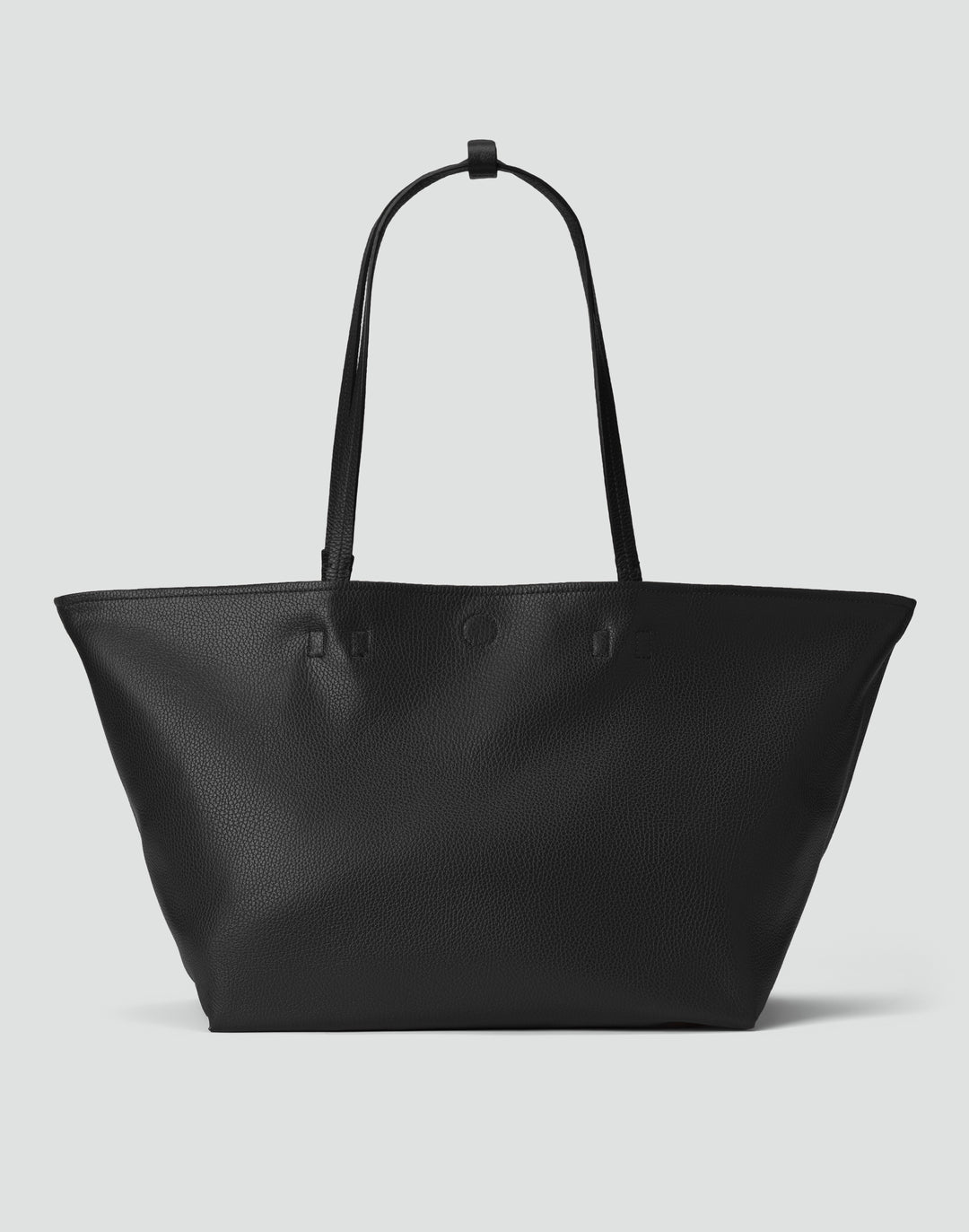 HYER GOODS Mercato soft tumbled leather tote back #color_black-gold