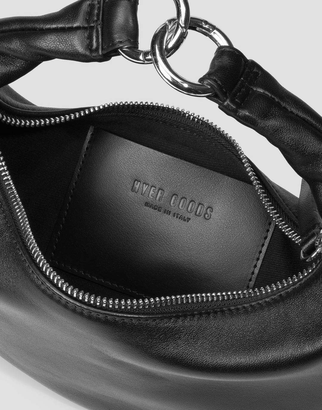 HYER GOODS Mini crescent micro ring bag black silver#color_black-silver