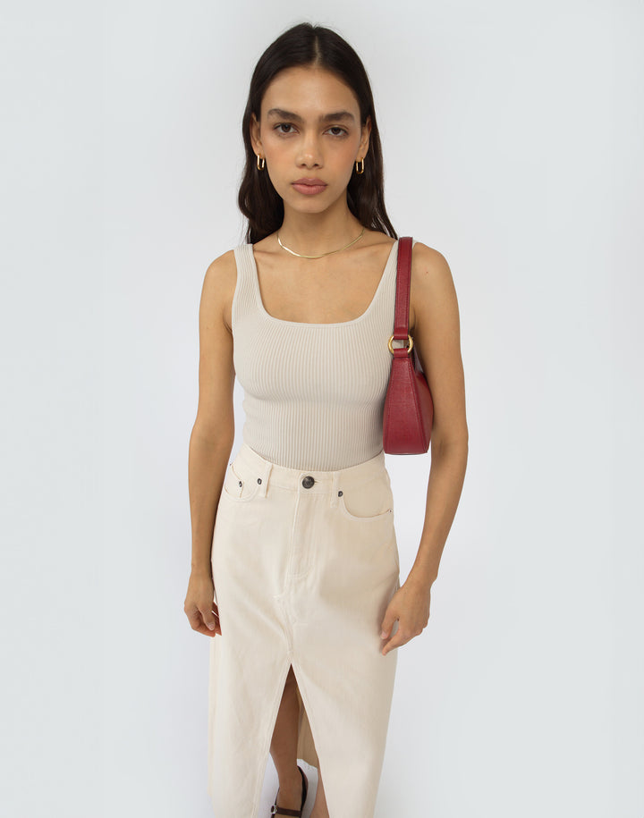 recycled genuine leather mini shoulder bag cherry red lizard #color_cherry-red-lizard