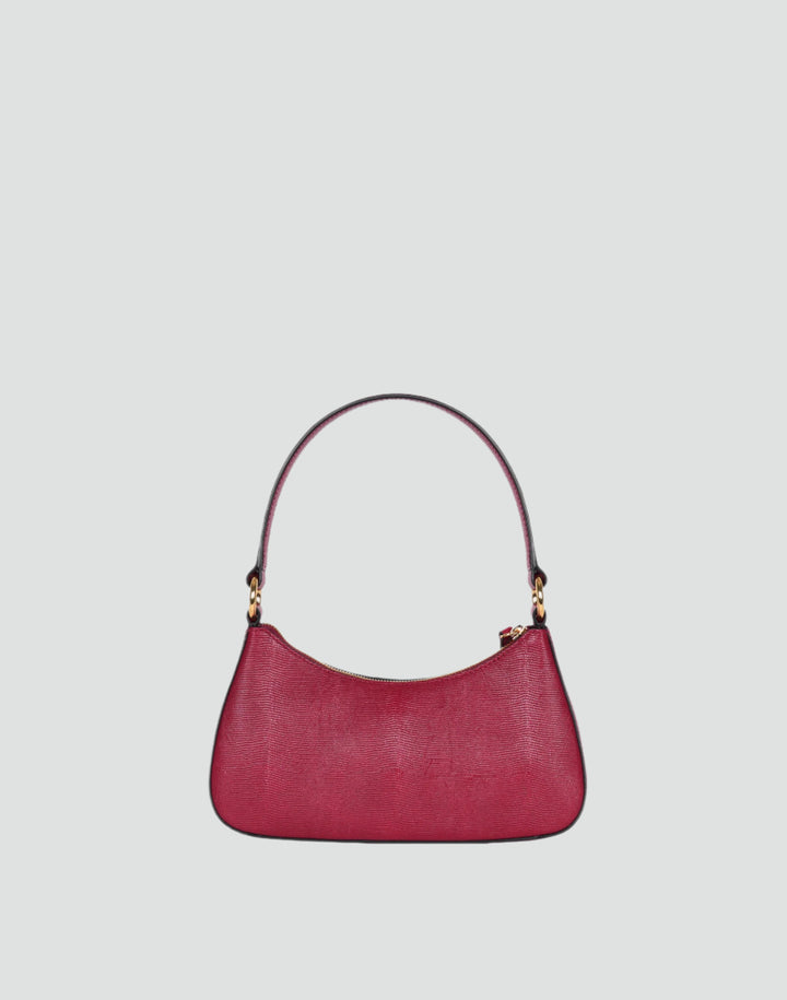 recycled genuine leather mini shoulder bag cherry red lizard #color_cherry-red-lizard