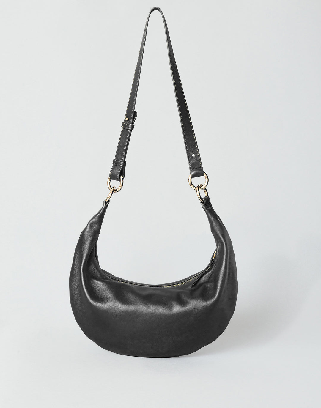 HYER GOODS convertible crossbody hobo Piccola ring bag #color_black-gold