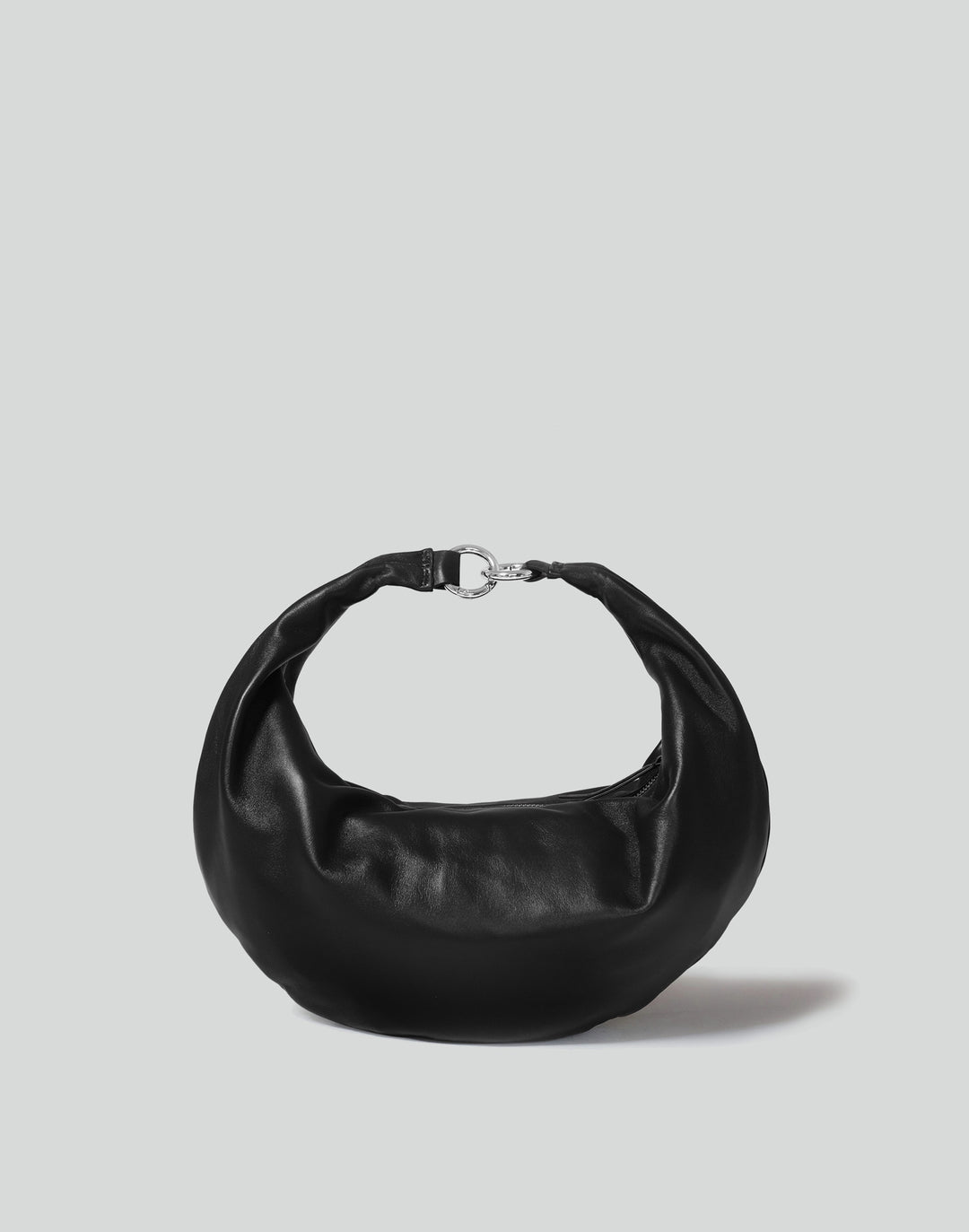hyer goods ring bag convertible leather hobo bag#color_black-silver