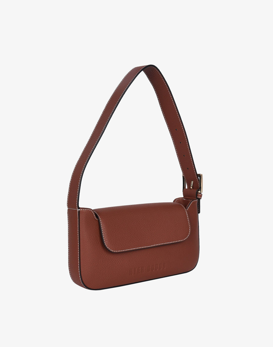 hyer goods 90s baguette shoulder bag with buckle tan brown#color_saddle-brown