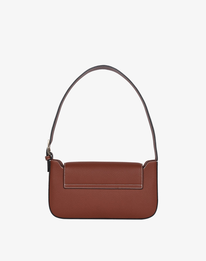 hyer goods 90s baguette shoulder bag with buckle tan brown#color_saddle-broan
