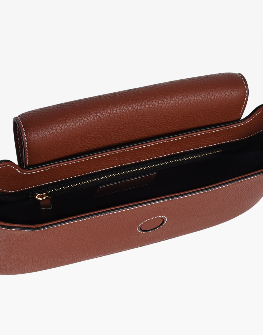 hyer goods 90s baguette shoulder bag with buckle tan brown#color_saddle-broan