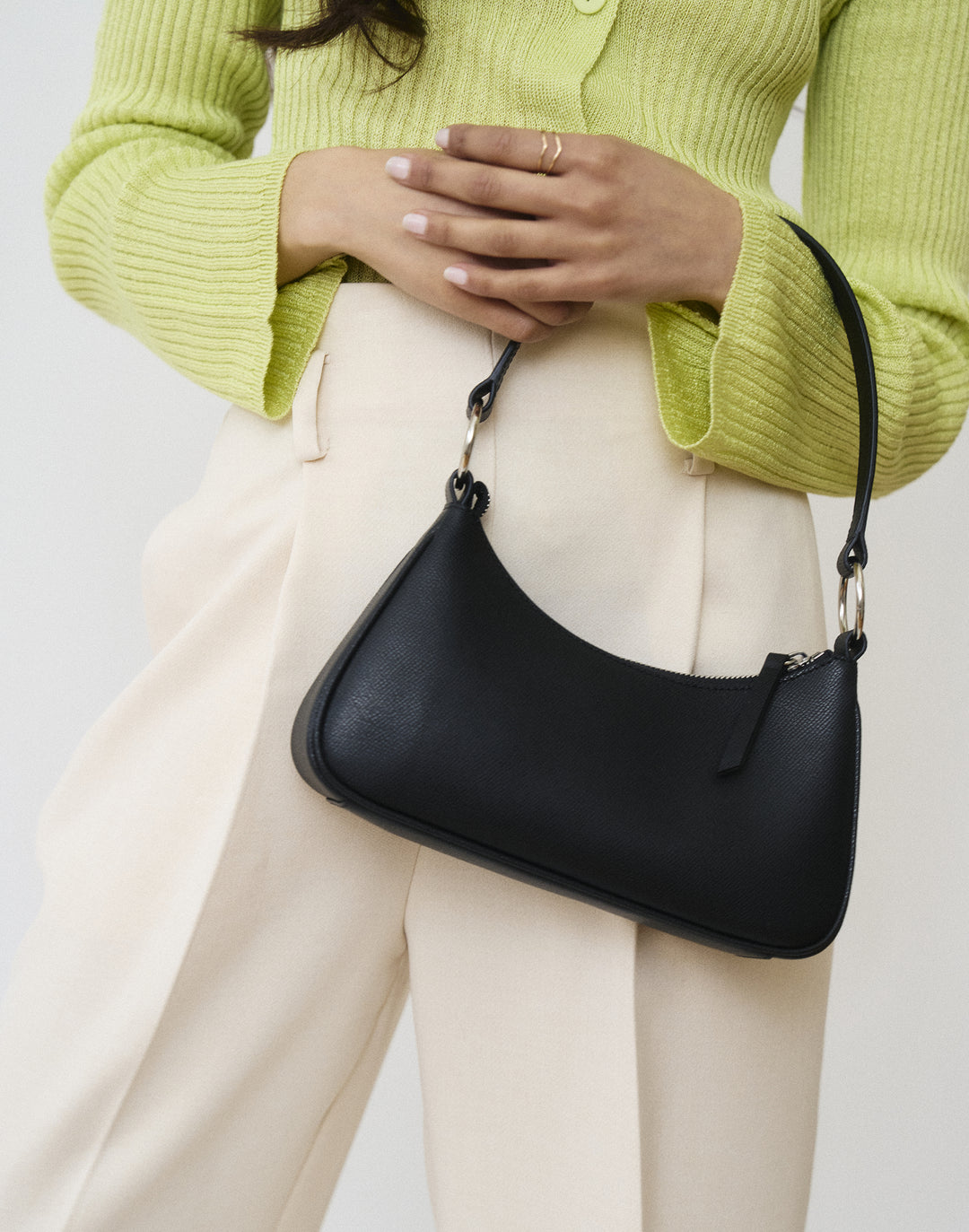 recycled genuine leather mini shoulder bag black#color_black