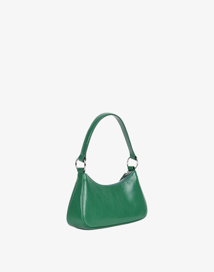 recycled genuine leather mini shoulder bag shiny green#color_glazed-green