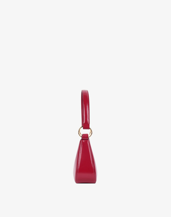 recycled genuine leather mini shoulder bag shiny red#color_glazed-red