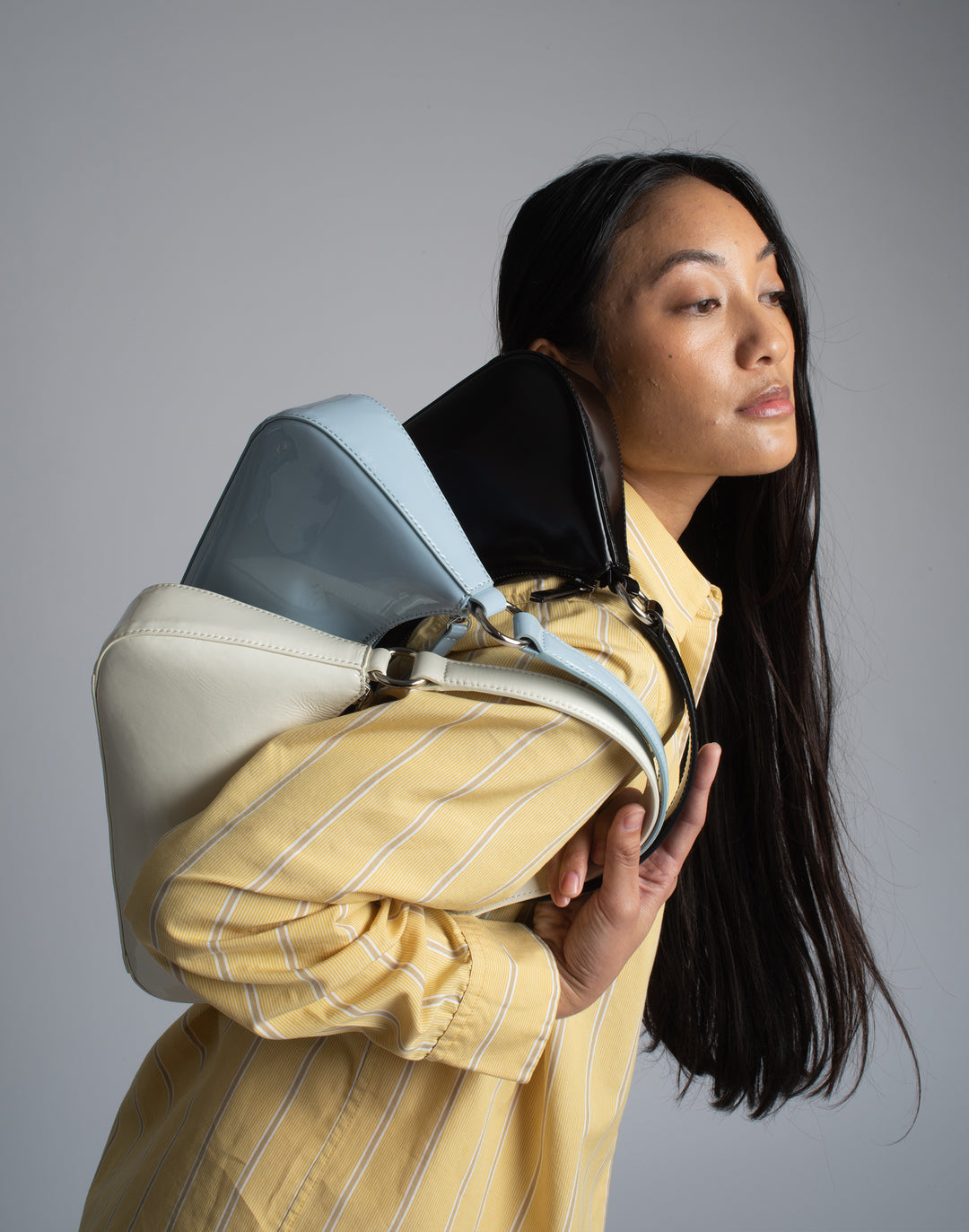 hyer goods mini shoulder bag sky blue patent #color_sky-blue-patent
