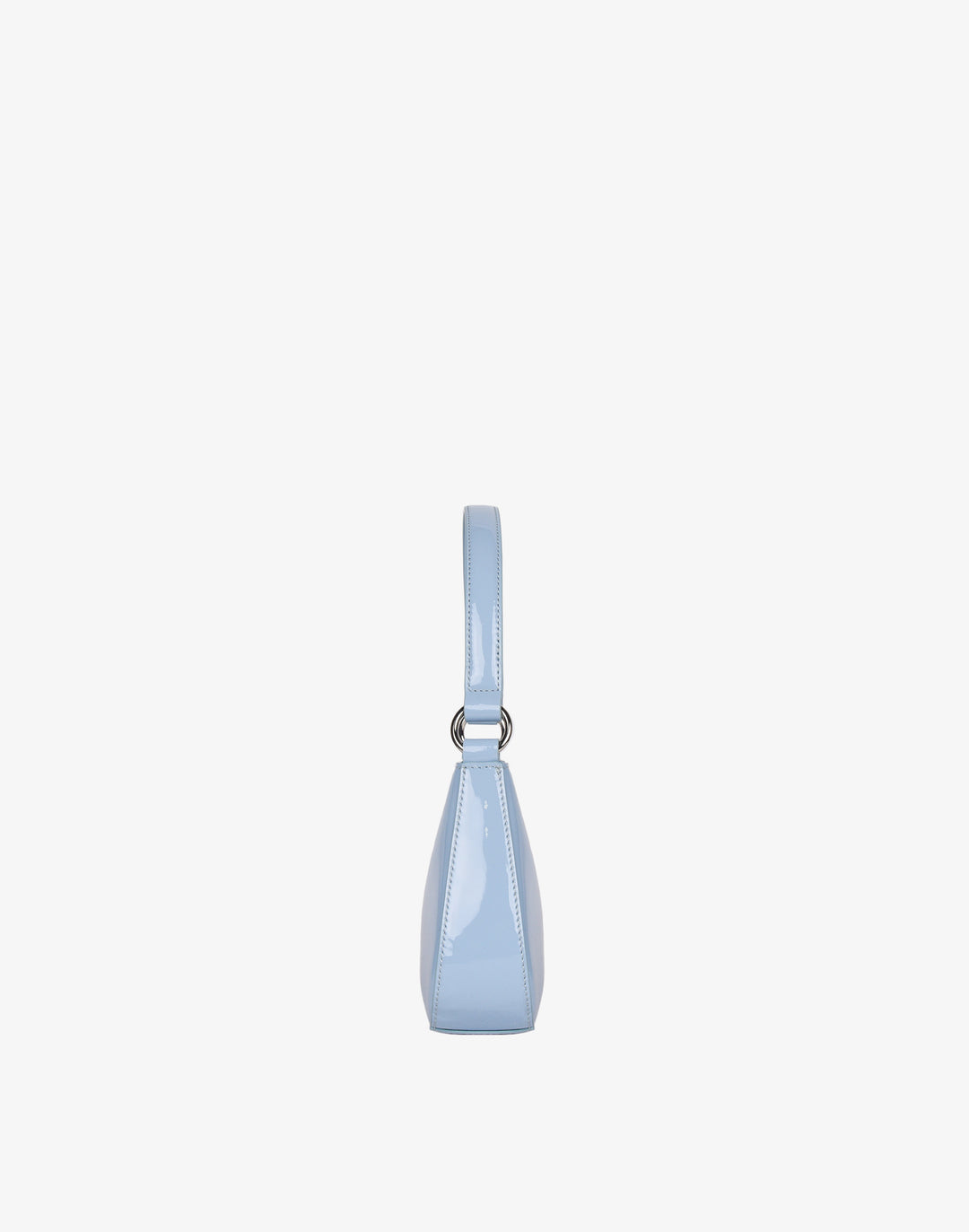 recycled genuine leather mini shoulder bag cornflower sky blue patent#color_sky-blue-patent