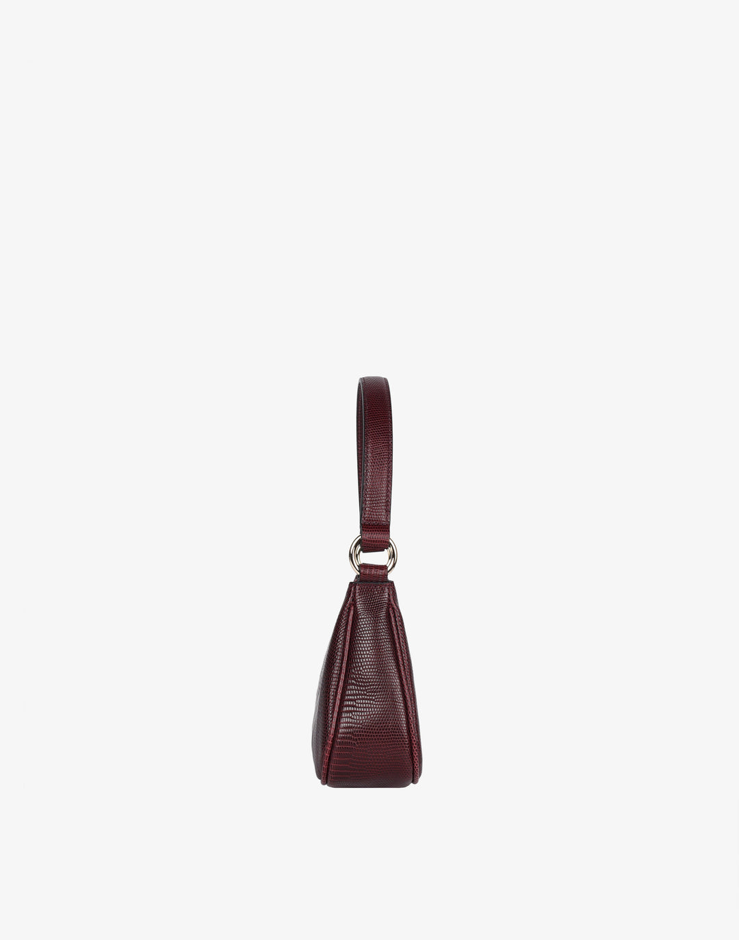 recycled genuine leather mini shoulder bag baguette bag burgundy lizard croc#color_wine-lizard