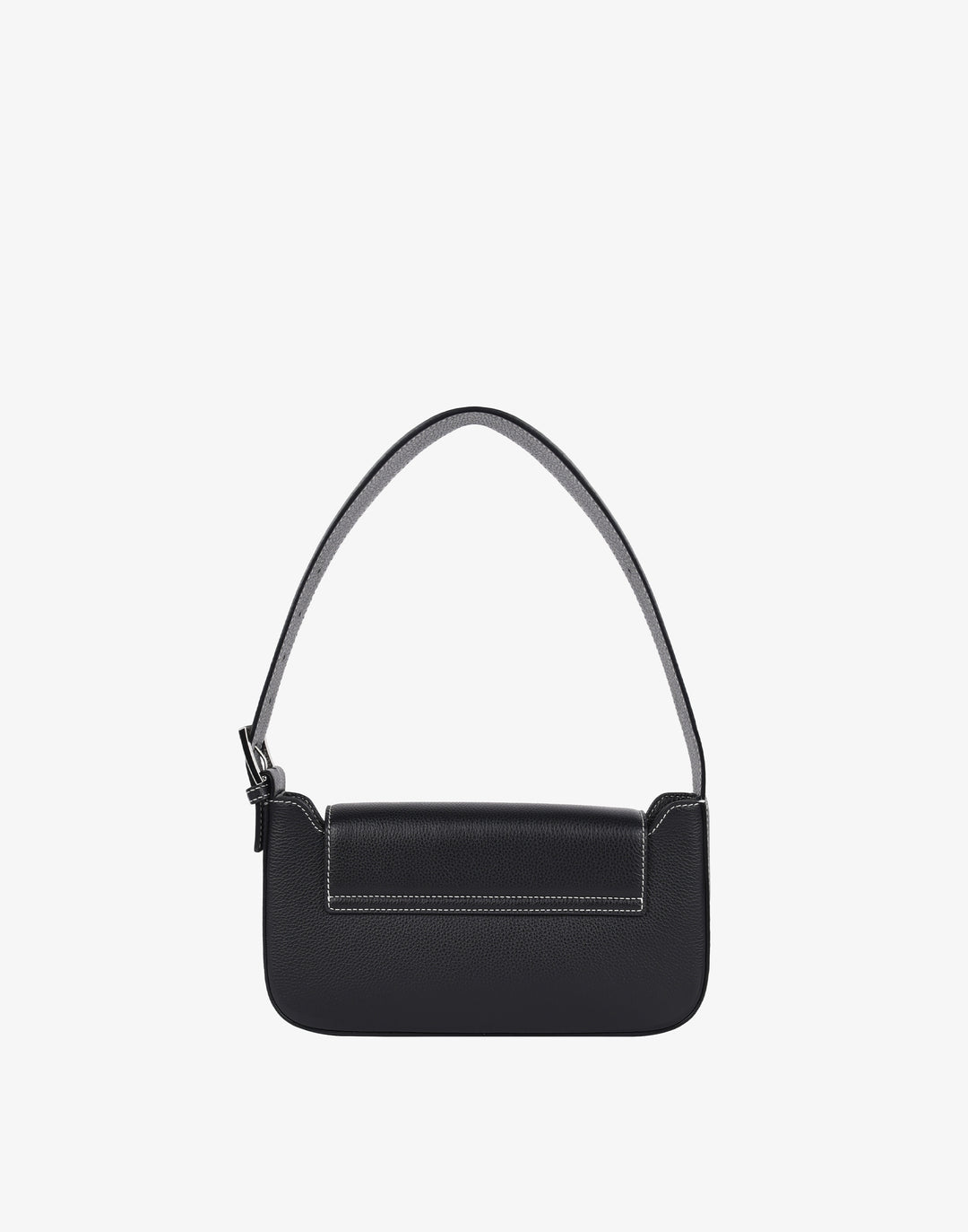 90s baguette shoulder bag with buckle black#color_black
