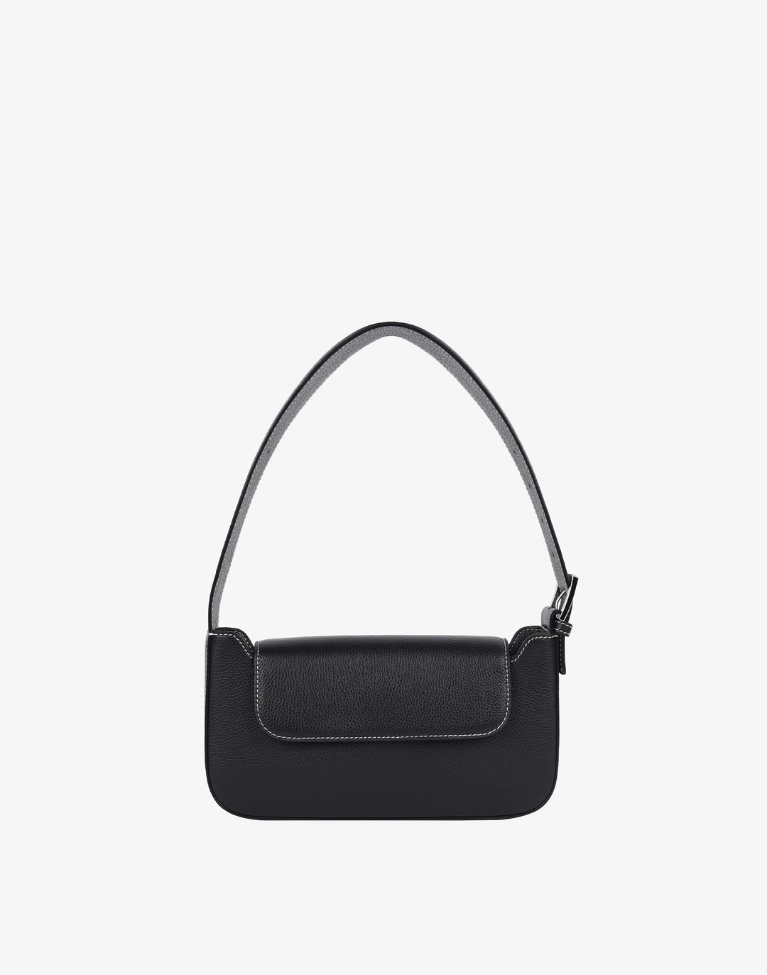 90s baguette shoulder bag with buckle black#color_black