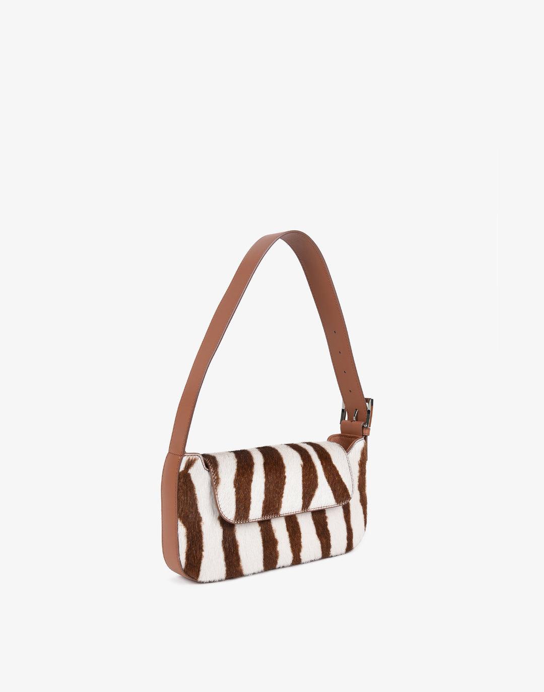 hyer goods 90s baguette shoulder bag with buckle zebra hair calf#color_zebra-hair-calf