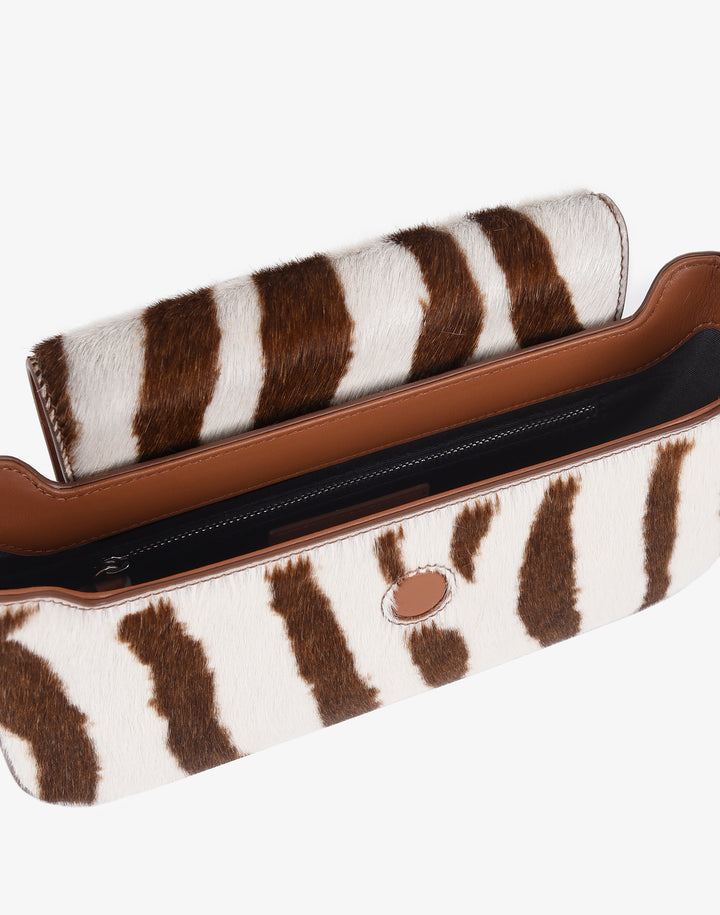 hyer goods 90s baguette shoulder bag with buckle zebra hair calf#color_zebra-hair-calf