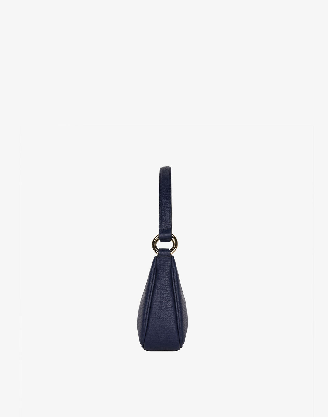 recycled genuine leather mini shoulder bag baguette bag navy#color_navy-blue