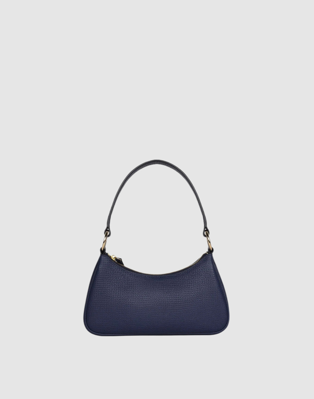 recycled genuine leather mini shoulder bag baguette bag navy#color_navy-blue