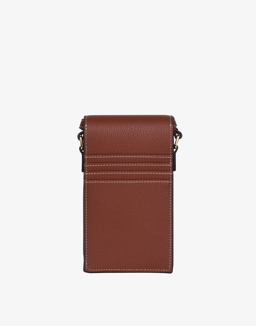 hyer goods recycled leather phone sling bag saddle brown tan#color_saddle-brown